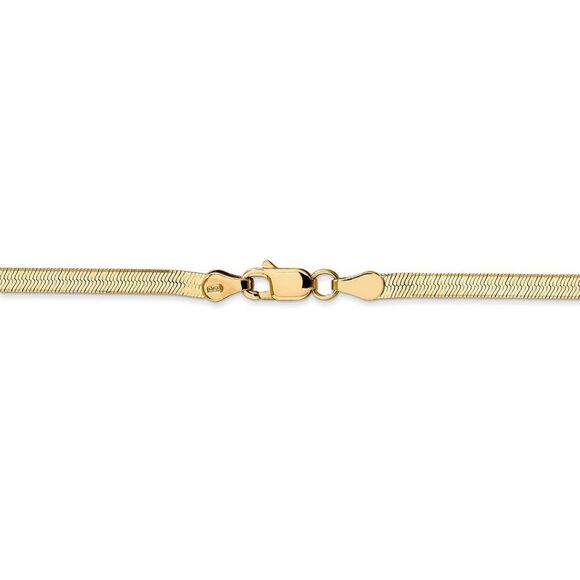 3mm, 14k Yellow Gold, Solid Herringbone Chain Necklace, 18 Inch - Picture 4 of 8